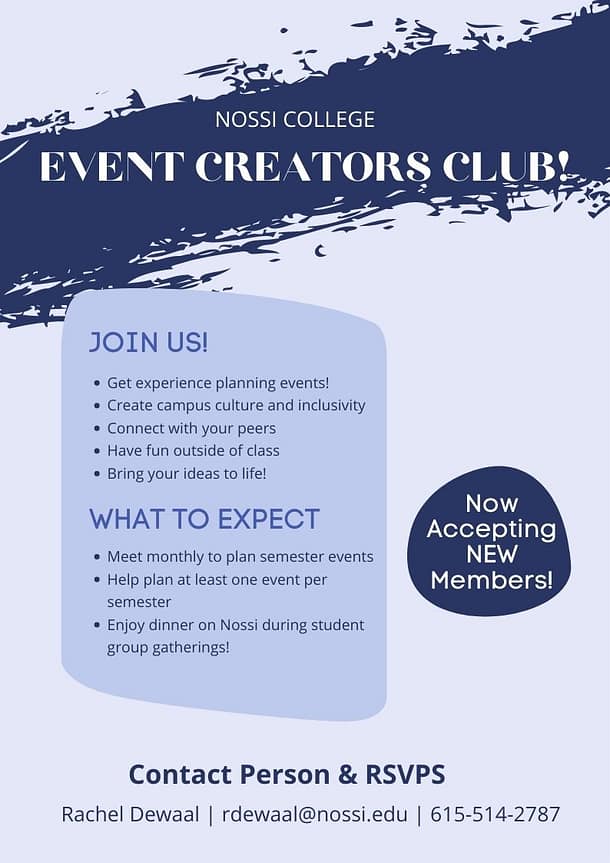 Event Creators Club at Nossi College of Art