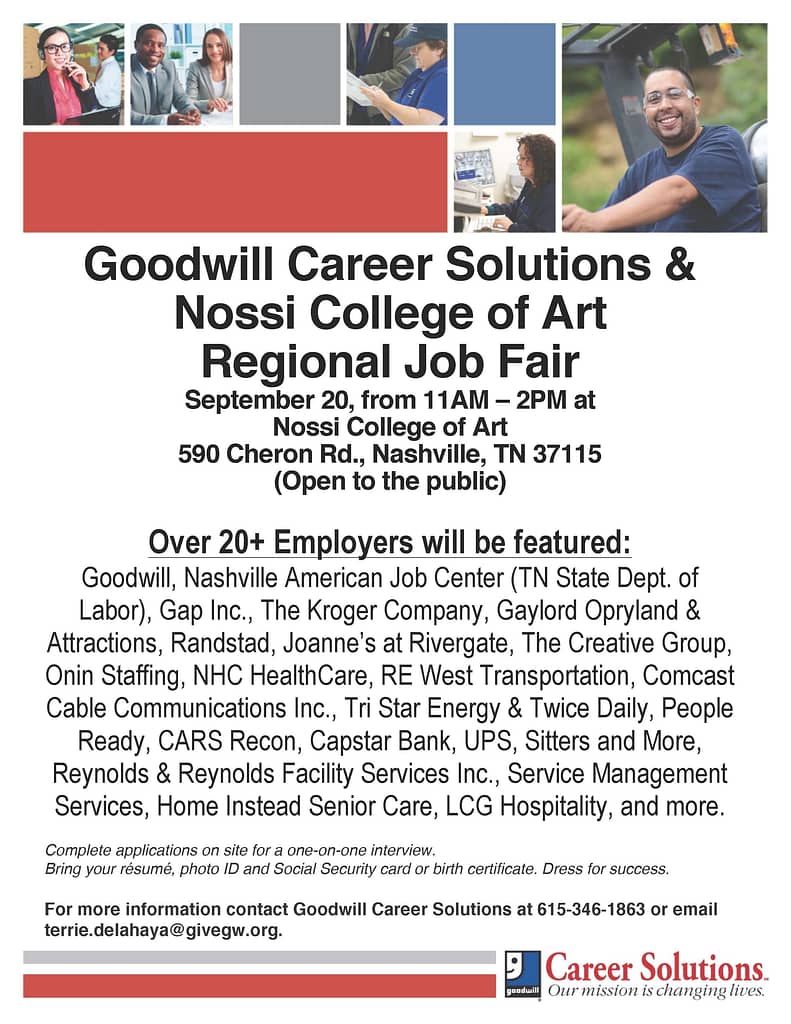 Job Fair at Nossi College of Art, Partnered with Goodwill Industries of Middle Tennessee